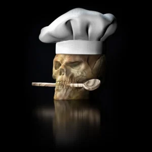 Skull Chef with Cooking Spoon